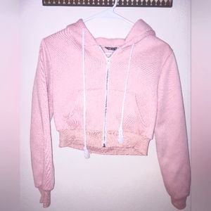 Pink crop-top hoodie
